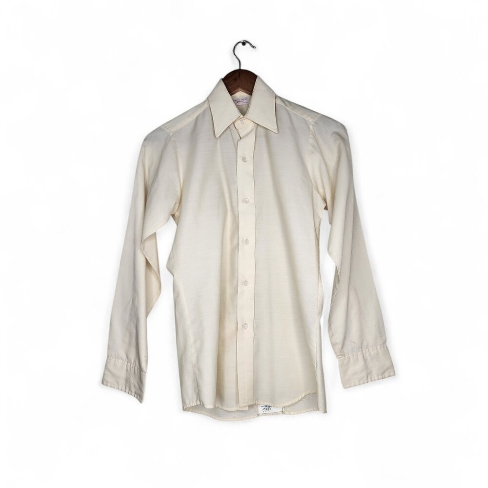 1970s Pierre Cardin Garcon Vintage Dress Shirt in Ivory Size L